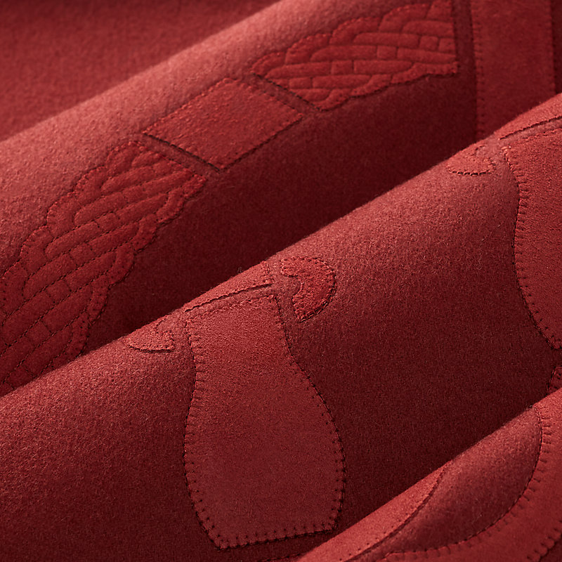 Trompe l'Oeil Coaching stole - Red | Hermès USA